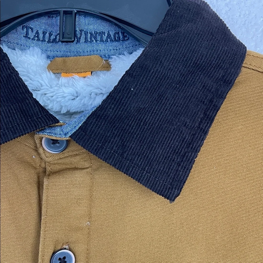 Tailor Vintage Tan canvas Barn Jacket with Black Details size M